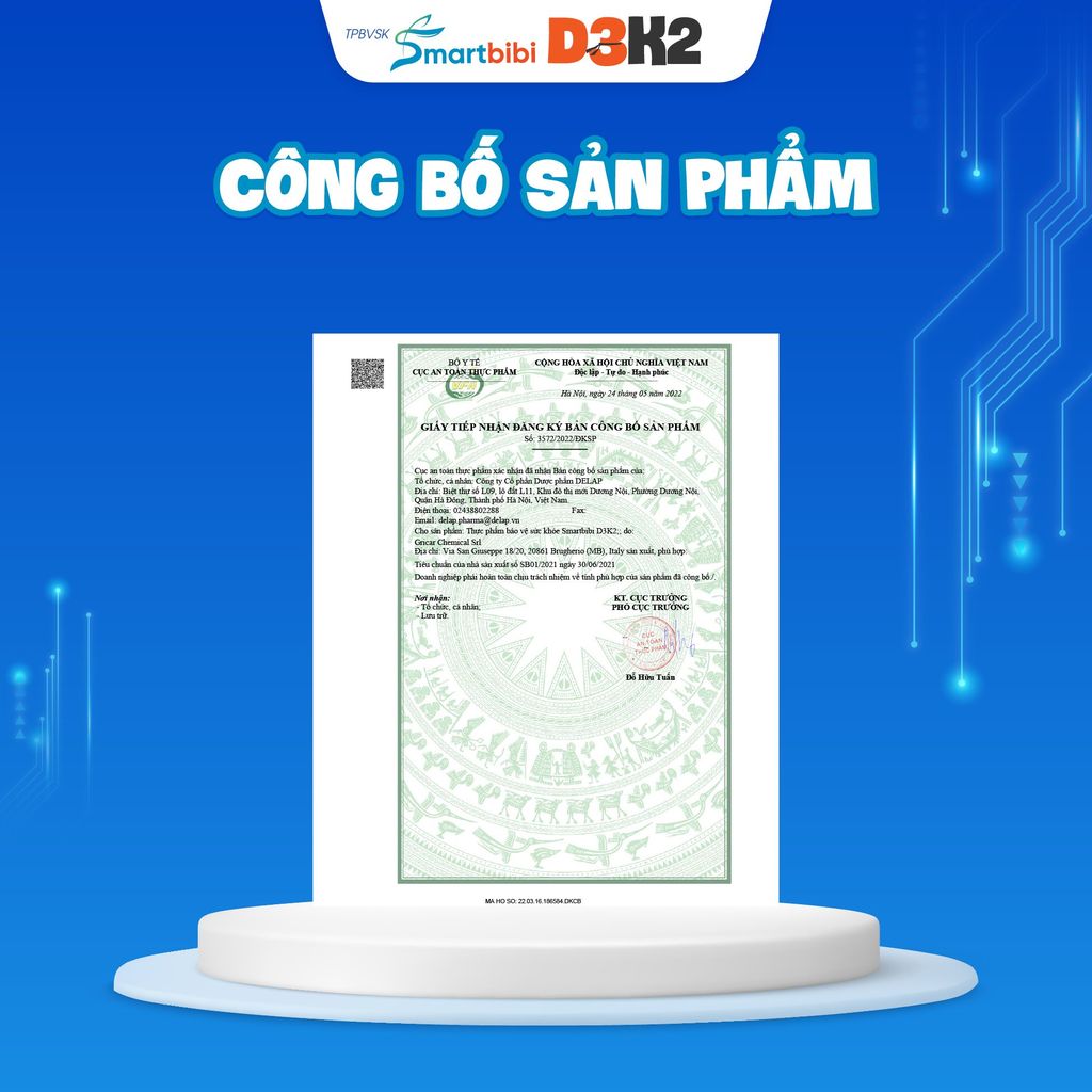 TPBVSK Smartbibi D3K2 Emuldrop - Hấp thu tốt hơn - Vóc dáng cao hơn