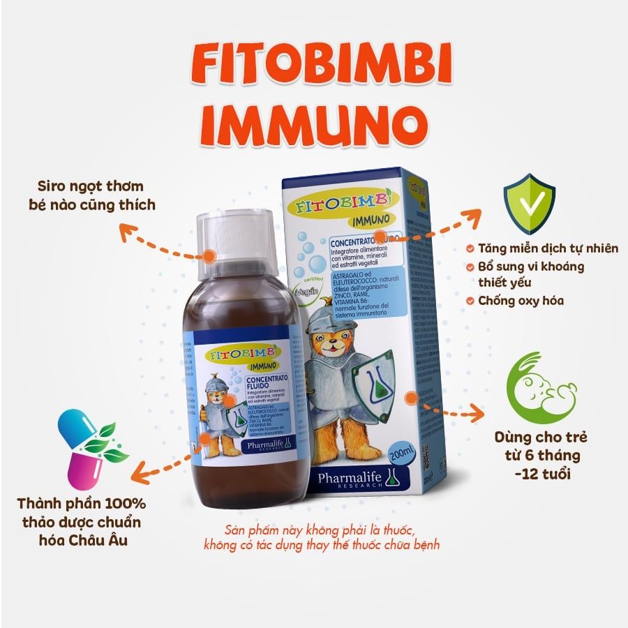 Fitobimbi Immuno - Hỗ trợ tăng đề kháng toàn thân cho trẻ