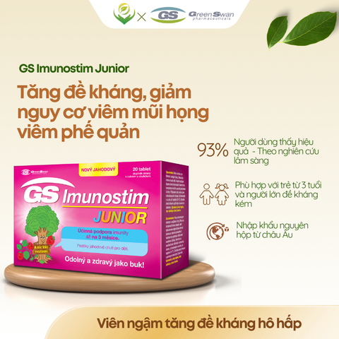 Viên ngậm cây sồi GS Imunostim junior tăng đề kháng hô hấp cho bé