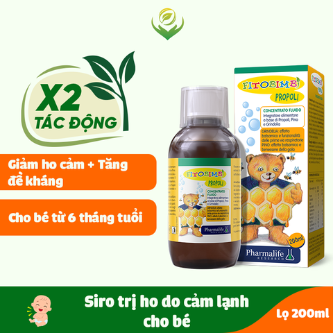 Fitobimbi Propoli - Siro hỗ trợ giảm ho do cảm lạnh cho bé