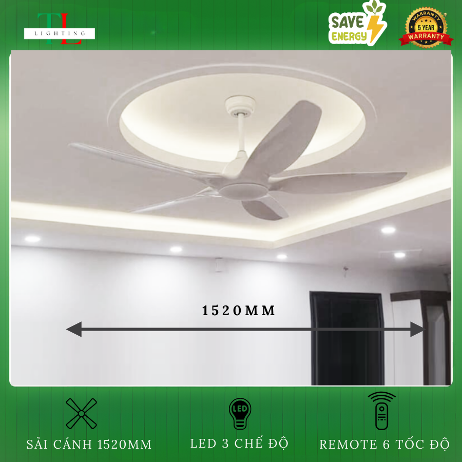  Quạt trần 5 cánh động cơ DC - FTL 527 
