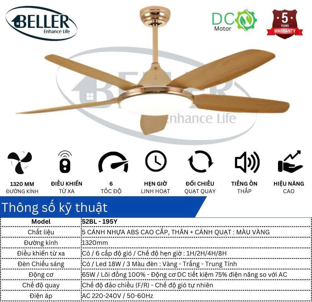 Quạt trần Beller 52BL – 195Y 