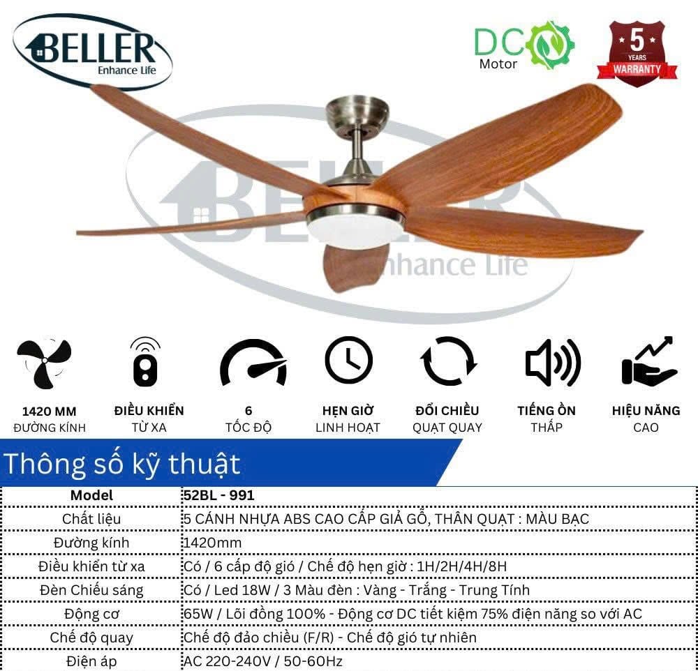  Quạt trần Beller 52BL – 991 
