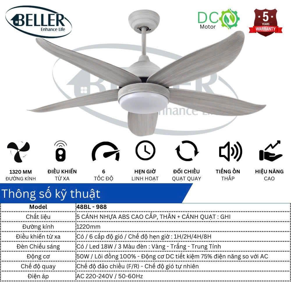  Quạt trần Beller 48BL – 988 