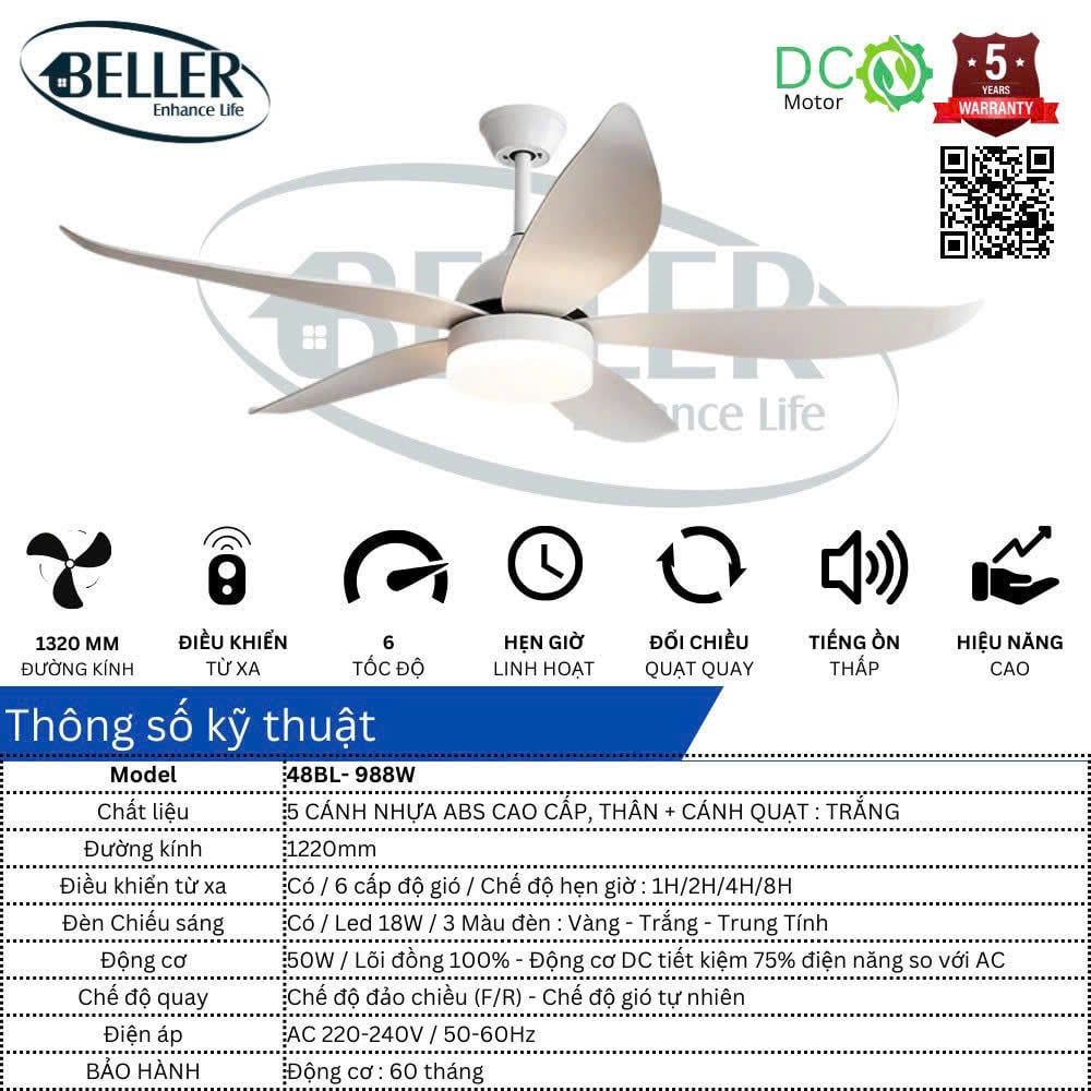  Quạt trần Beller 48BL – 988W 