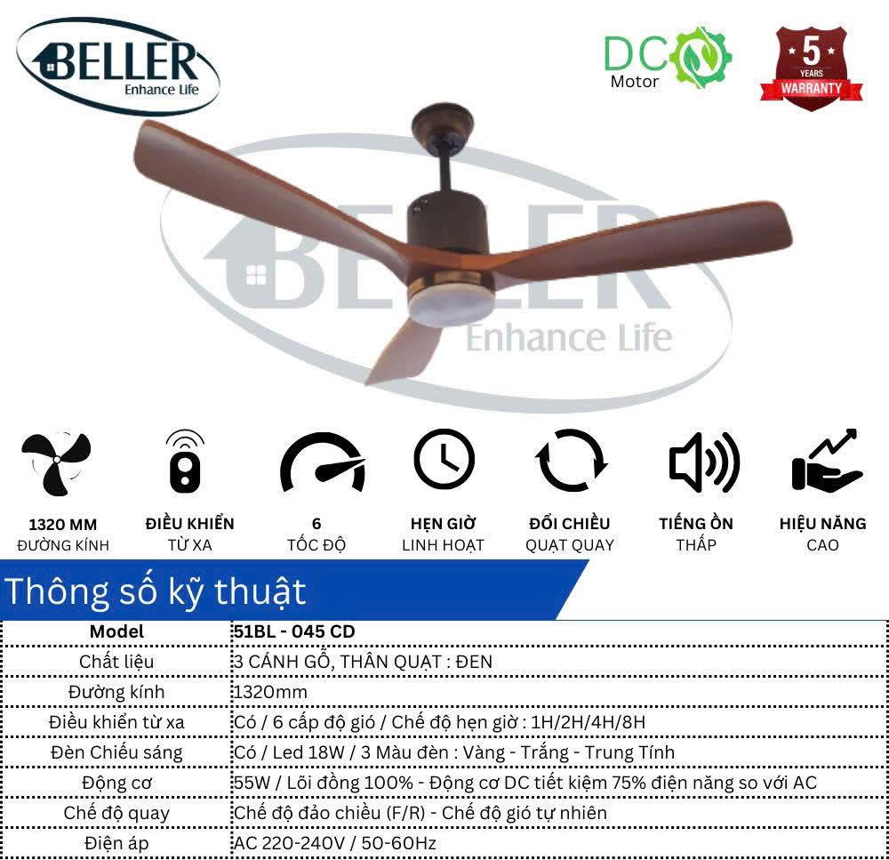  Quạt trần Beller 51BL – 045 CD 