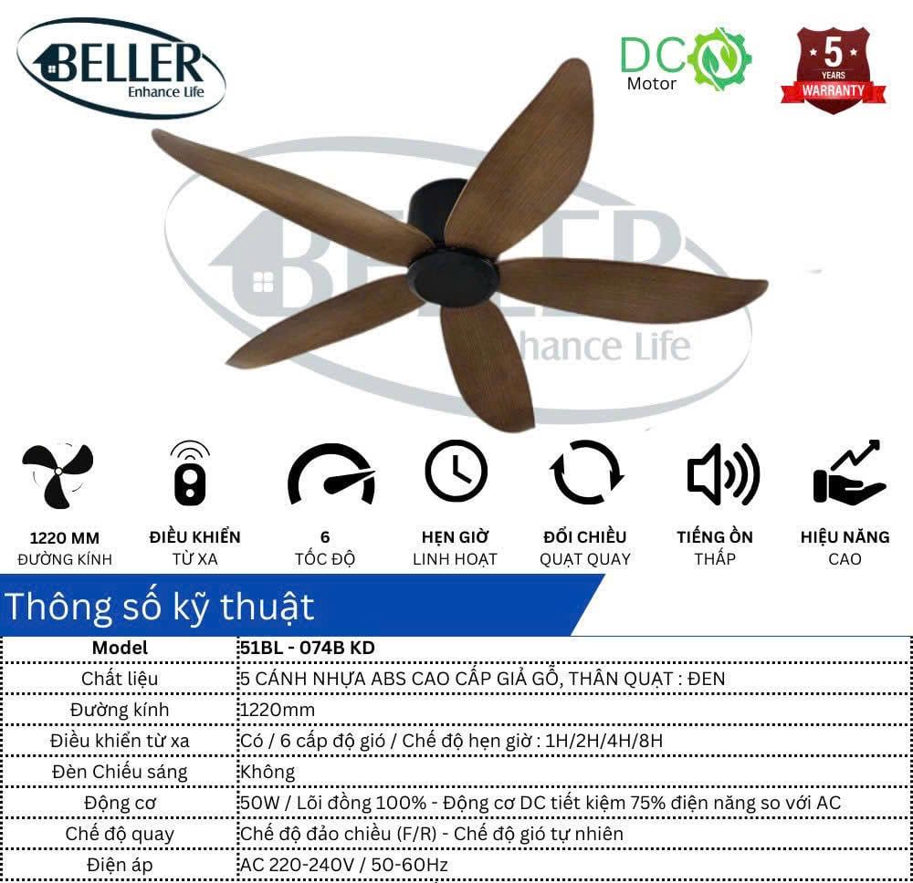  Quạt trần Beller 51BL – 074B KD 