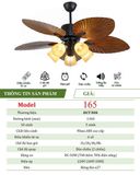  Quạt trần phong cách Indochine DCT Fan 165 