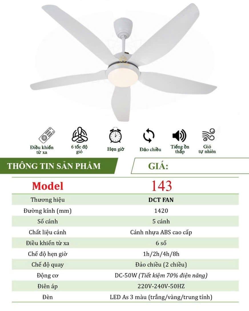 Quạt trần 5 cánh DCT Fan 143 