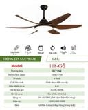  Quạt trần 5 cánh động cơ DC - DCT Fan 118- Gỗ 