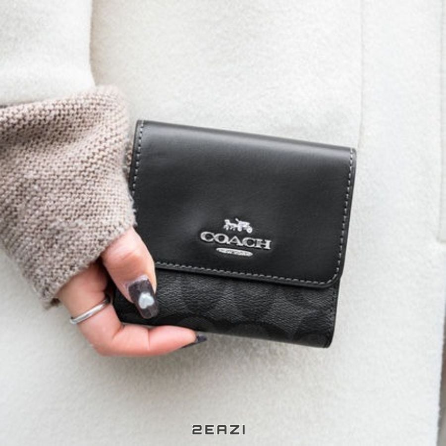Vi Coach Micro Snap Wallet Graphite Signature Canvas CM761 Mau en 2EAZI