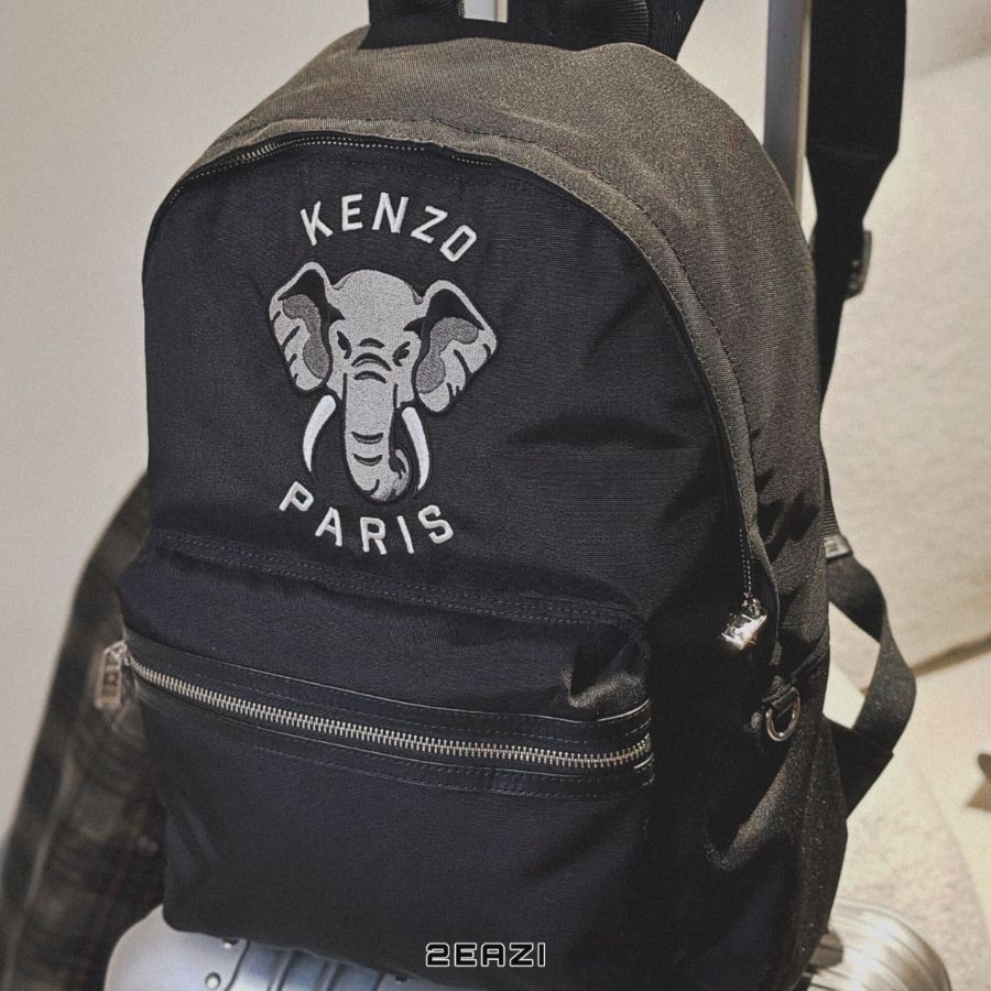  Ba Lô Kenzo Unisex's Logo Elephant Embroidered Backpack BL0263FE5 Màu Đen 