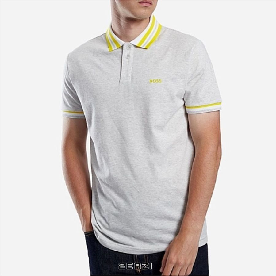  Áo Hugo Boss Men's Paddy 2 Cotton Piqué Polo Shirt With Ribbed Striped Trims 50494317 Màu Xám 