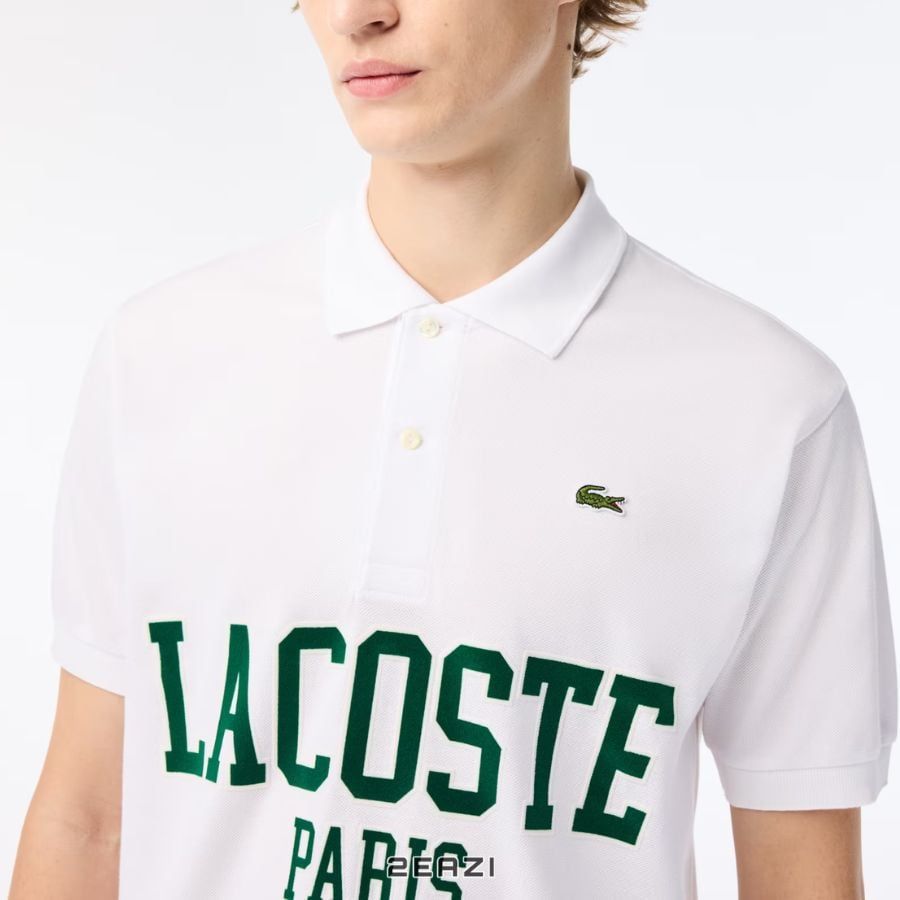  Áo Lacoste Men's Flocked Piqué Polo Shirt PH7419 Màu Trắng 