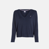Áo Tommy Hilfiger Women's V-neck Textured Sweater DW0DW16535 Màu Xanh Navy