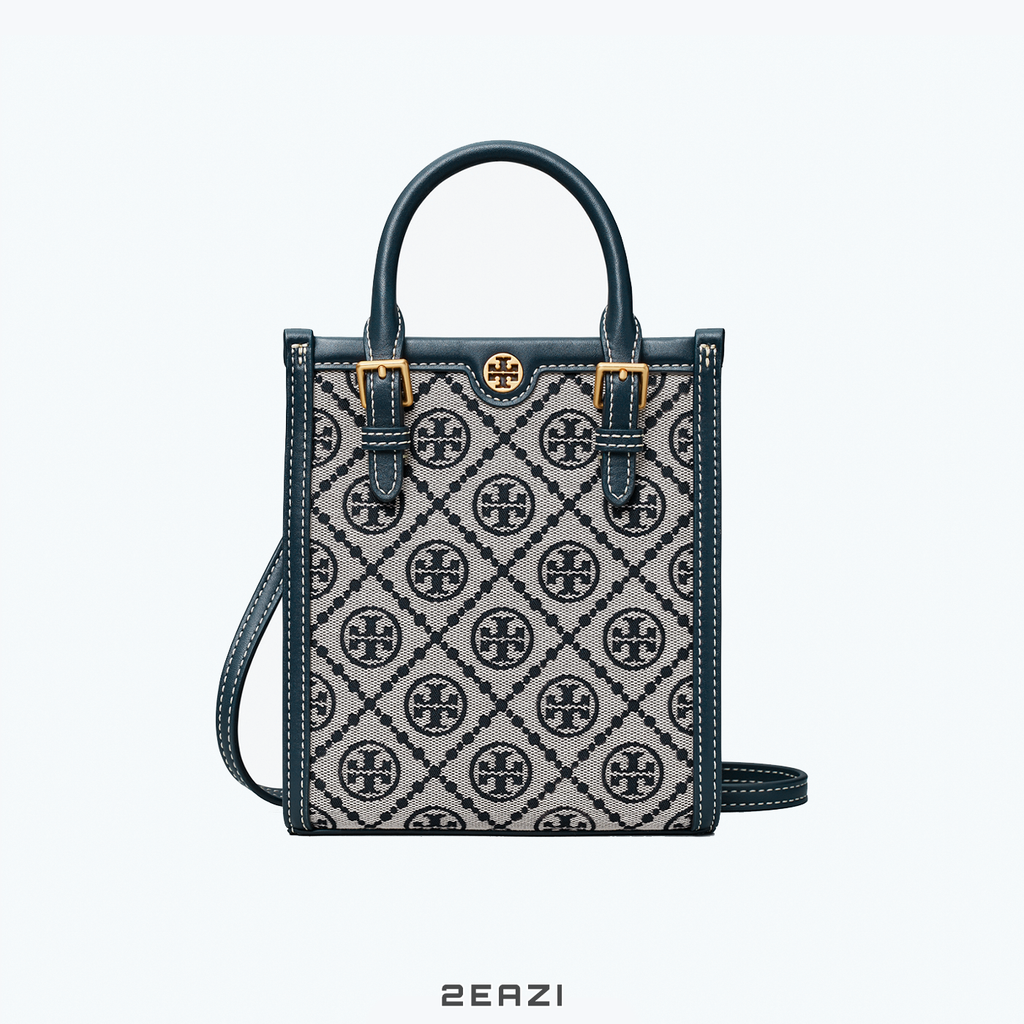  Túi Xách Tory Burch Mini T Monogram Tote 87146 Màu Xanh Navy 