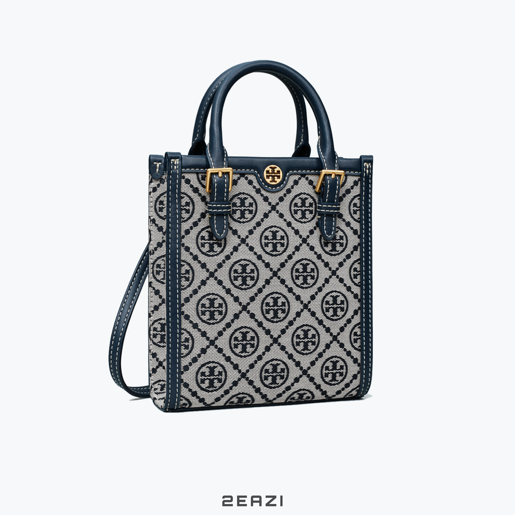  Túi Xách Tory Burch Mini T Monogram Tote 87146 Màu Xanh Navy 