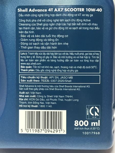 Nhớt Shell Advance Ax7 10W40 0.8L xe tay ga – Go2banh.com