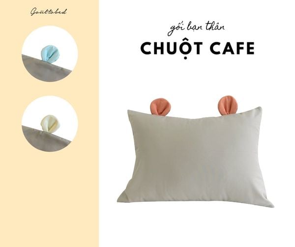  Vỏ gối tai chuột Premium Cotton nâu nhạt 