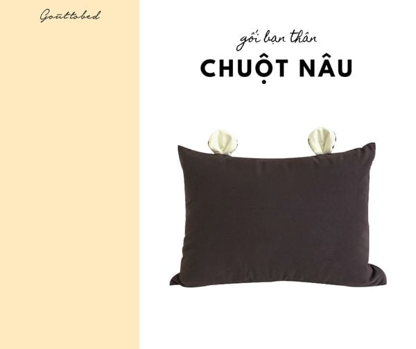  Vỏ gối tai chuột Premium Cotton nâu đậm 