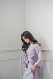  Áo choàng ngủ lụa tơ tằm tím lilac 