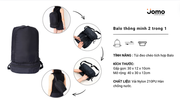  Balo thông minh 2 trong 1 