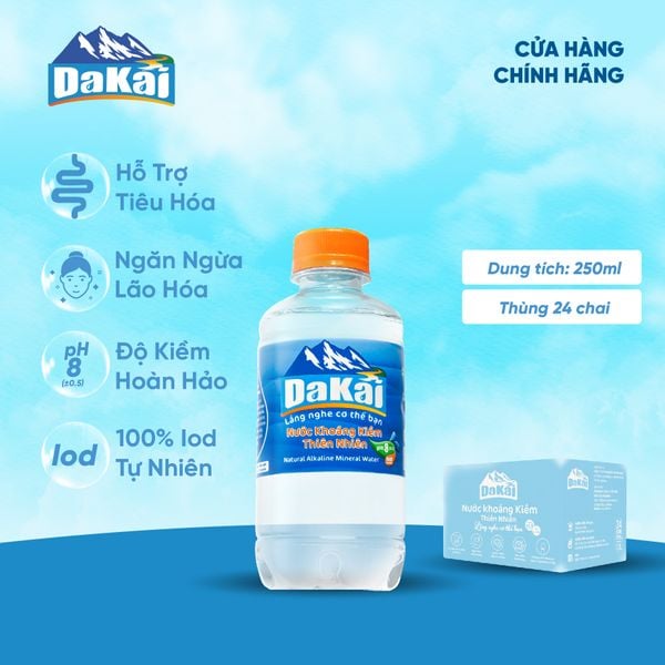  Nước khoáng kiềm Dakai 250ml - Thùng 24 chai 