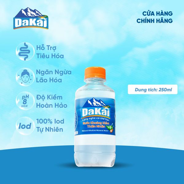  Nước khoáng kiềm Dakai 250ml - Thùng 24 chai 