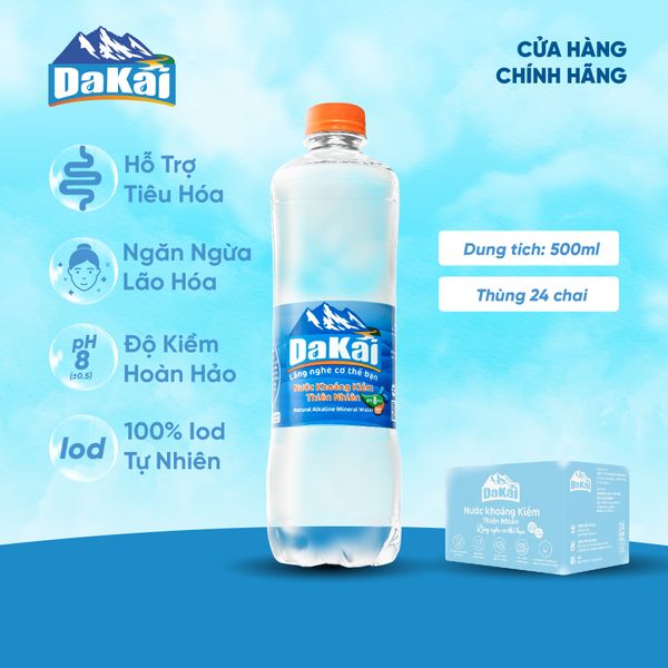  Nước khoáng kiềm Dakai 500ml - Thùng 24 chai 