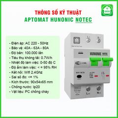Aptomat đo năng lượng Hunonic Notec 80A