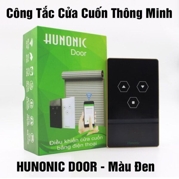 Công tắc cảm ứng Wifi Hunonic Cửa Cuốn, Hình Chữ Nhật - Màu Đen