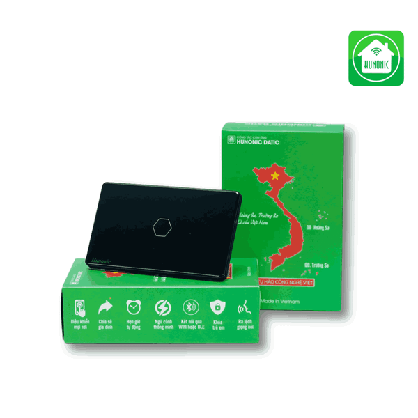 Công Tắc Cảm Ứng 1 Nút Bluetooth Mesh Hunonic Datic Màu Đen/Trắng