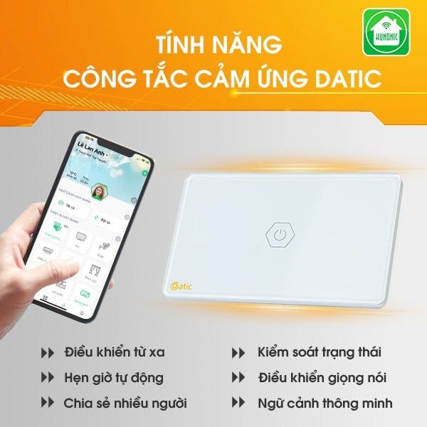 Công tắc cảm ứng Wifi Datic CSL Chống Giật - Màu Đen/Trắng