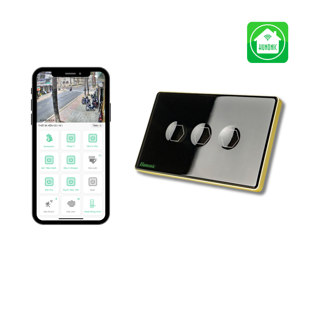 Công tắc cảm ứng BLE Premium 3 Nút - Màu Đen