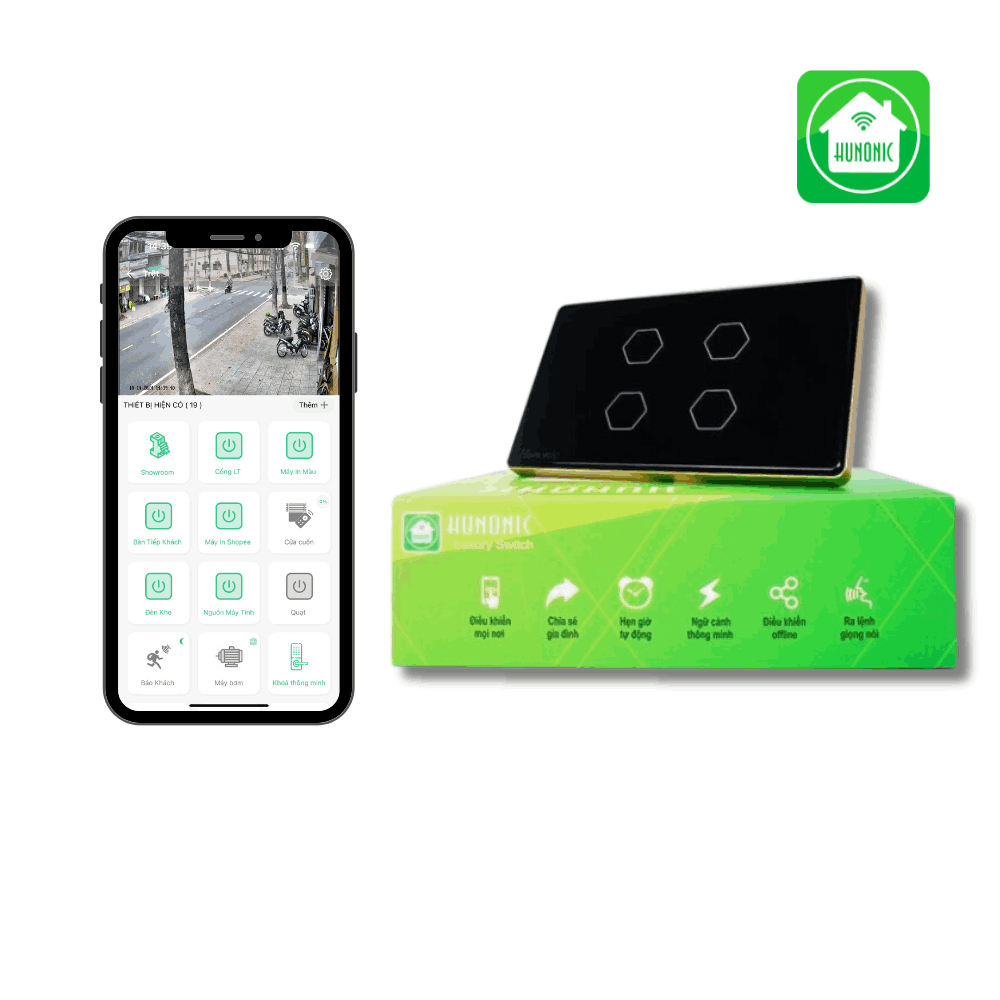 Công tắc cảm ứng BLE Luxury 4 Nút - Màu Đen/Trắng