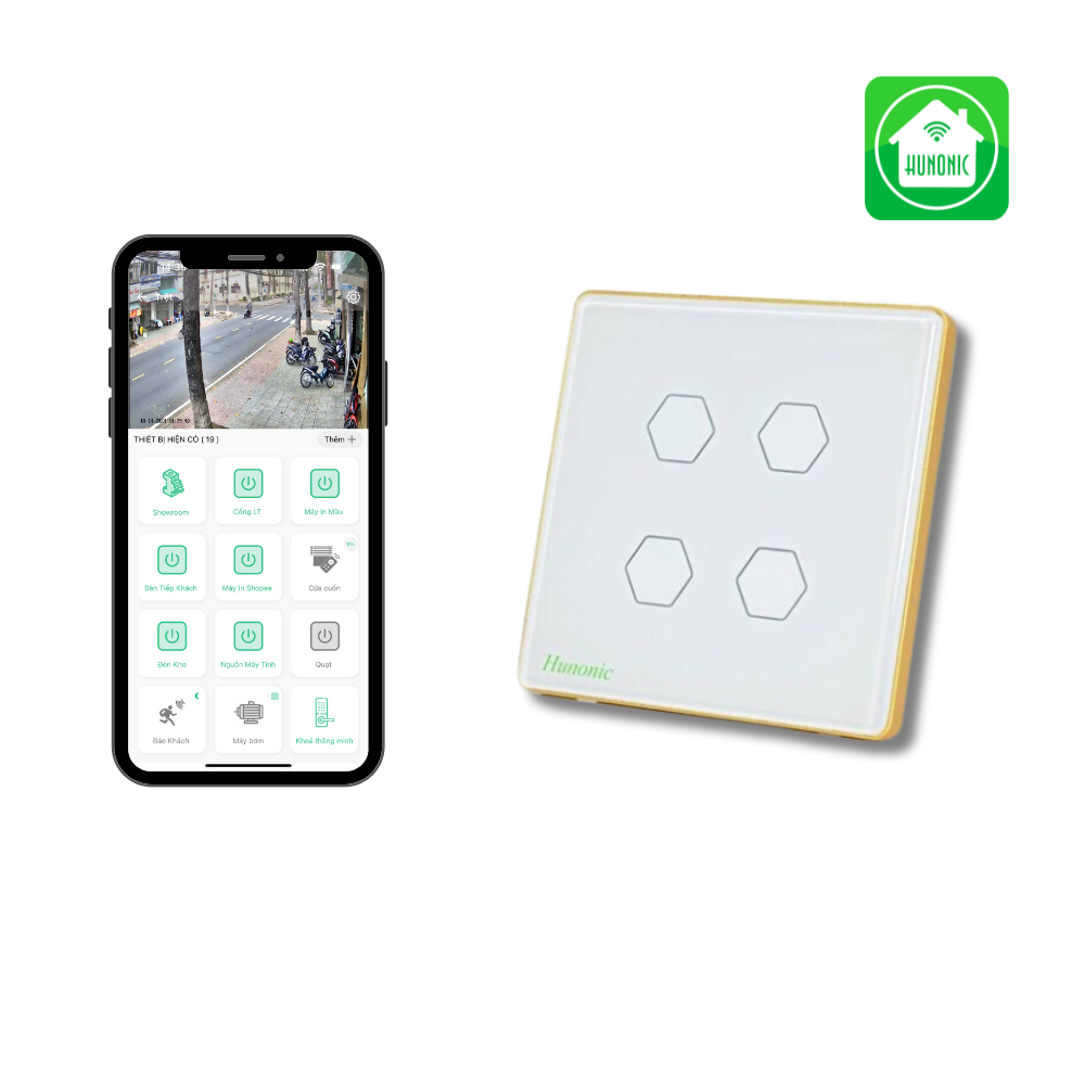 Công tắc cảm ứng BLE Luxury 4 Nút - Màu Đen/Trắng