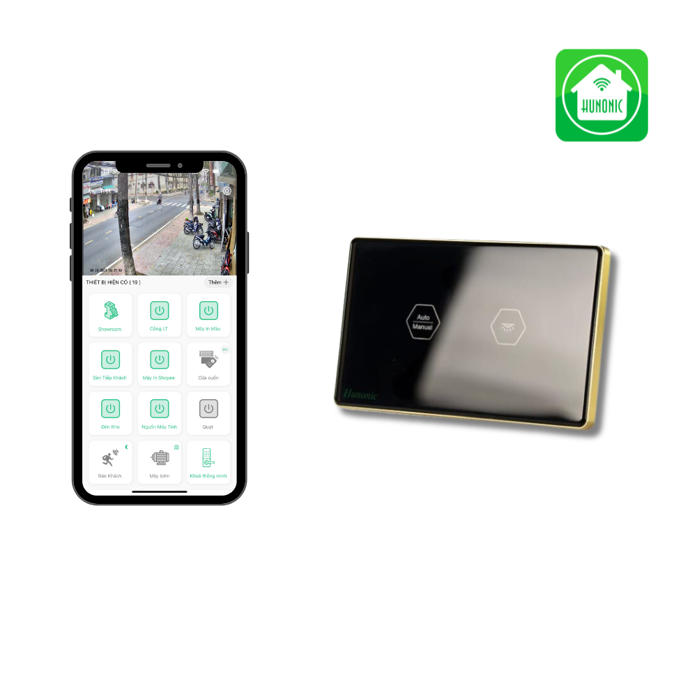 Công Tắc Cầu Thang Wifi Hunonic Chính - Màu Đen/Trắng