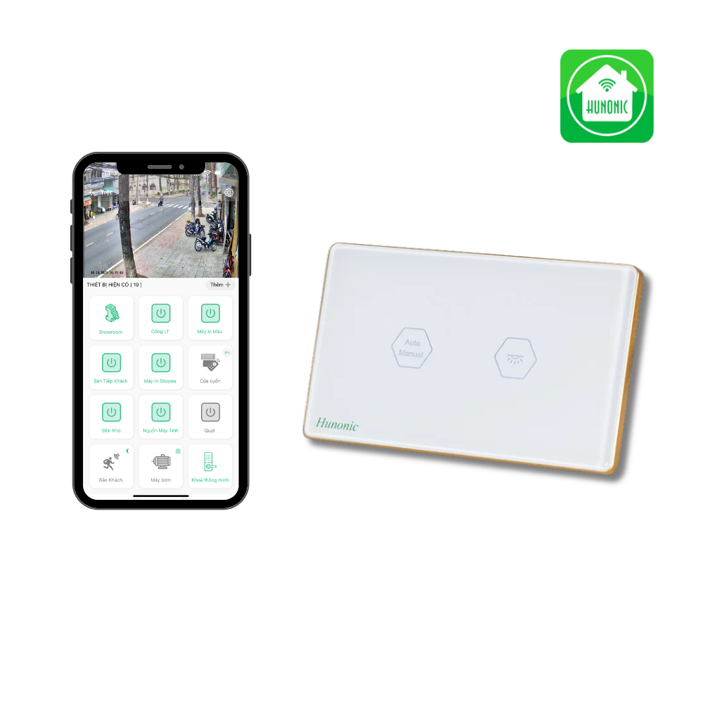 Công Tắc Cầu Thang Wifi Hunonic Chính - Màu Đen/Trắng