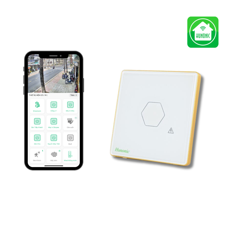 Công Tắc Chống Giật Bình Nóng Lạnh Thông Minh Hunonic - Màu Đen/Trắng