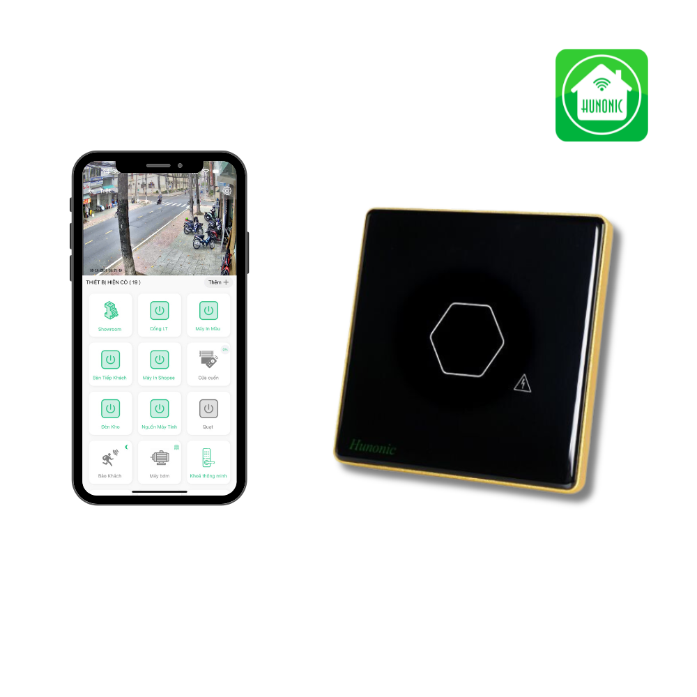 Công Tắc Chống Giật Bình Nóng Lạnh Thông Minh Hunonic - Màu Đen/Trắng