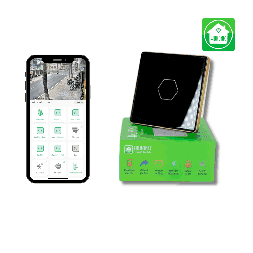 Công tắc cảm ứng Wifi Hunonic CSL - Màu Đen/Trắng