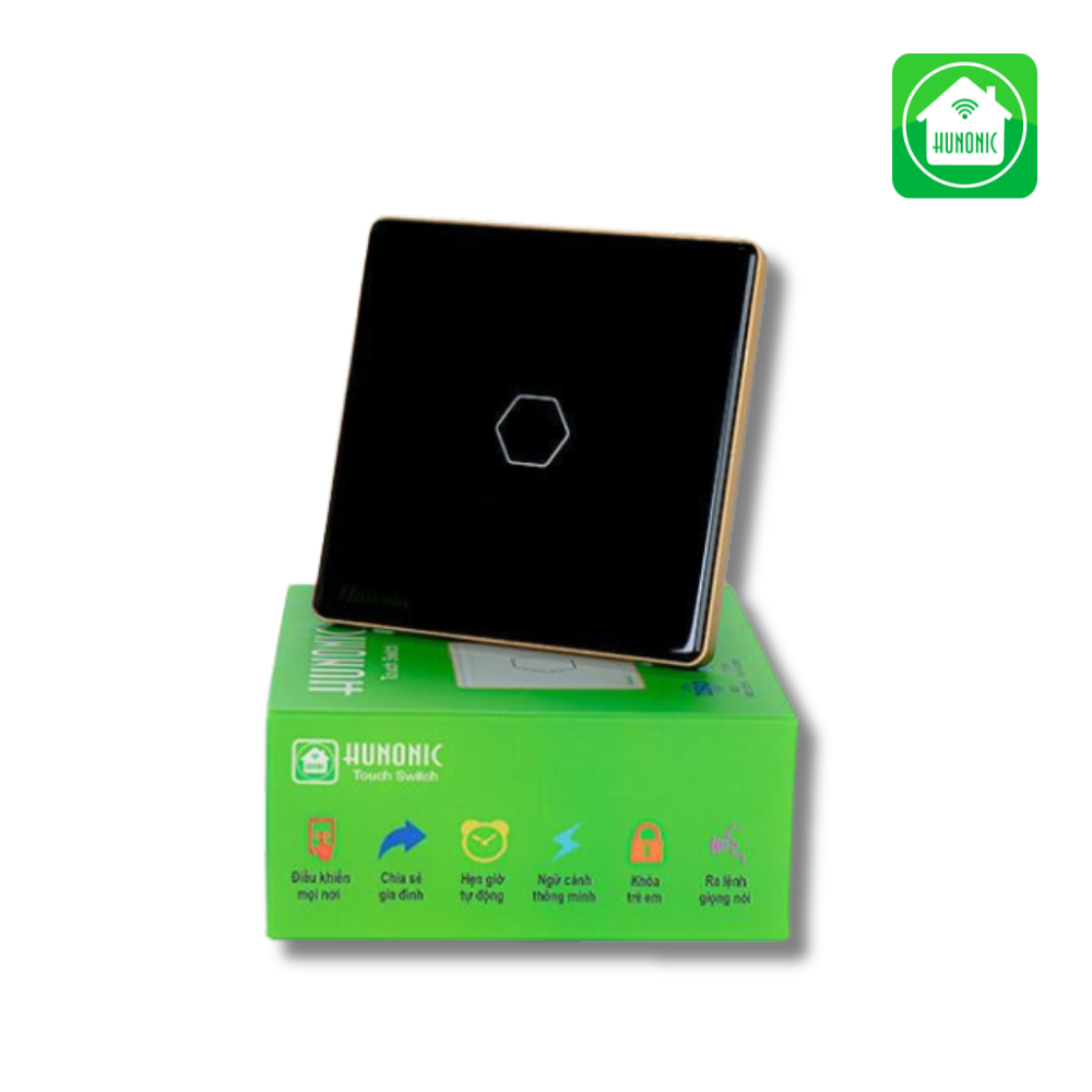 Công Tắc cảm ứng WiFi Hunonic 1 Nút - Màu Đen/Trắng