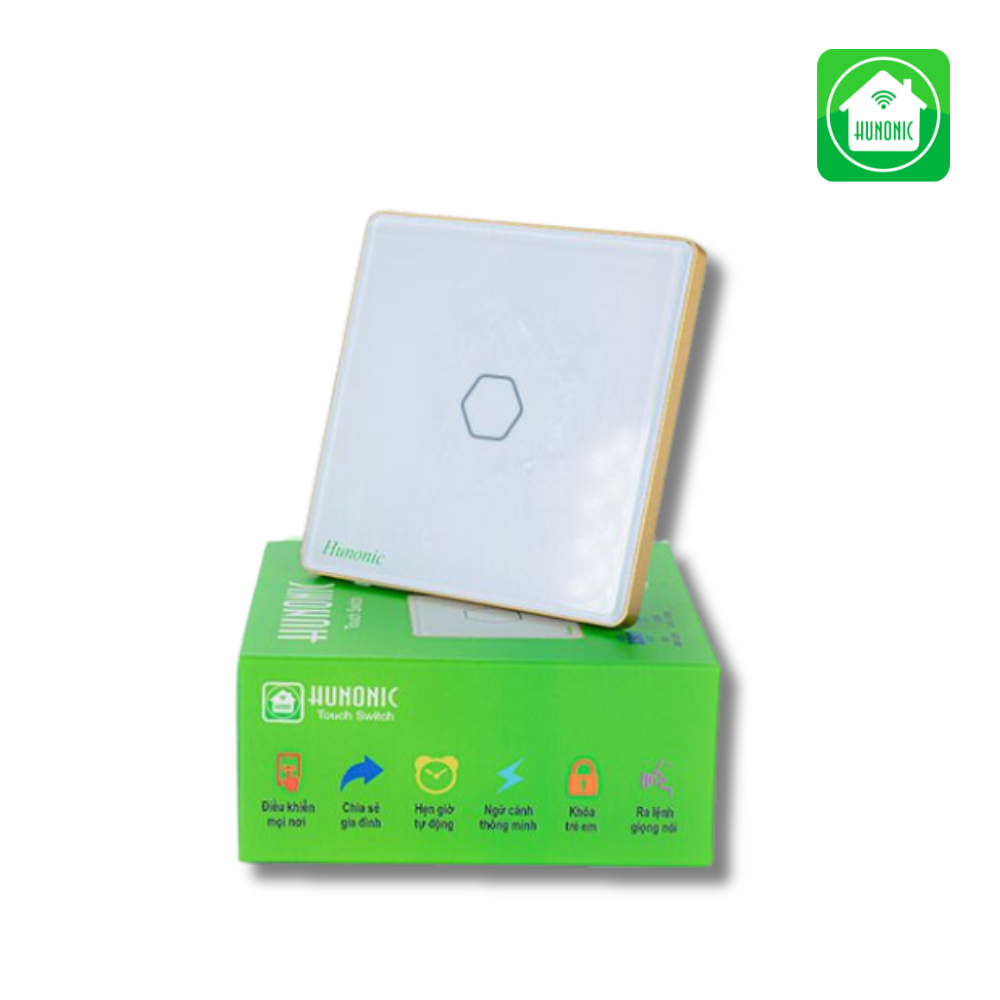 Công Tắc cảm ứng WiFi Hunonic 1 Nút - Màu Đen/Trắng