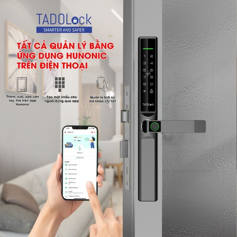KHÓA THÔNG MINH TADOLock Cửa nhôm (Bạc tinh tế)