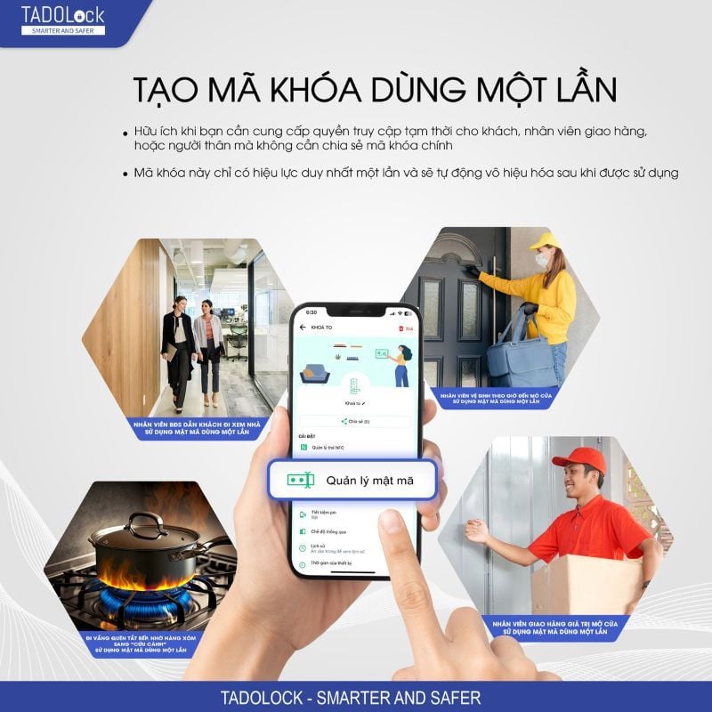 KHÓA THÔNG MINH TADOLock Cửa nhôm (Bạc tinh tế)