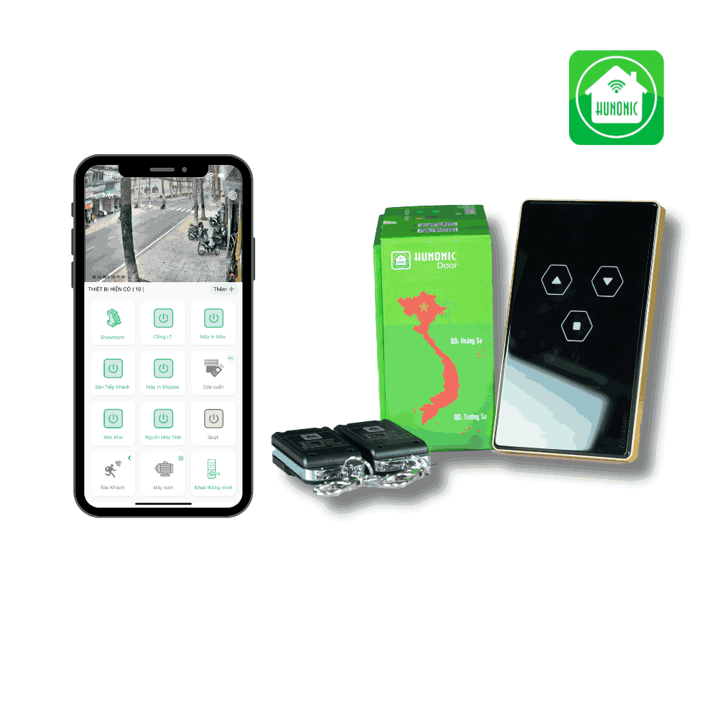 Công tắc cửa cuốn Hunonic - Dòng cao Cấp | Kèm 2 Remote