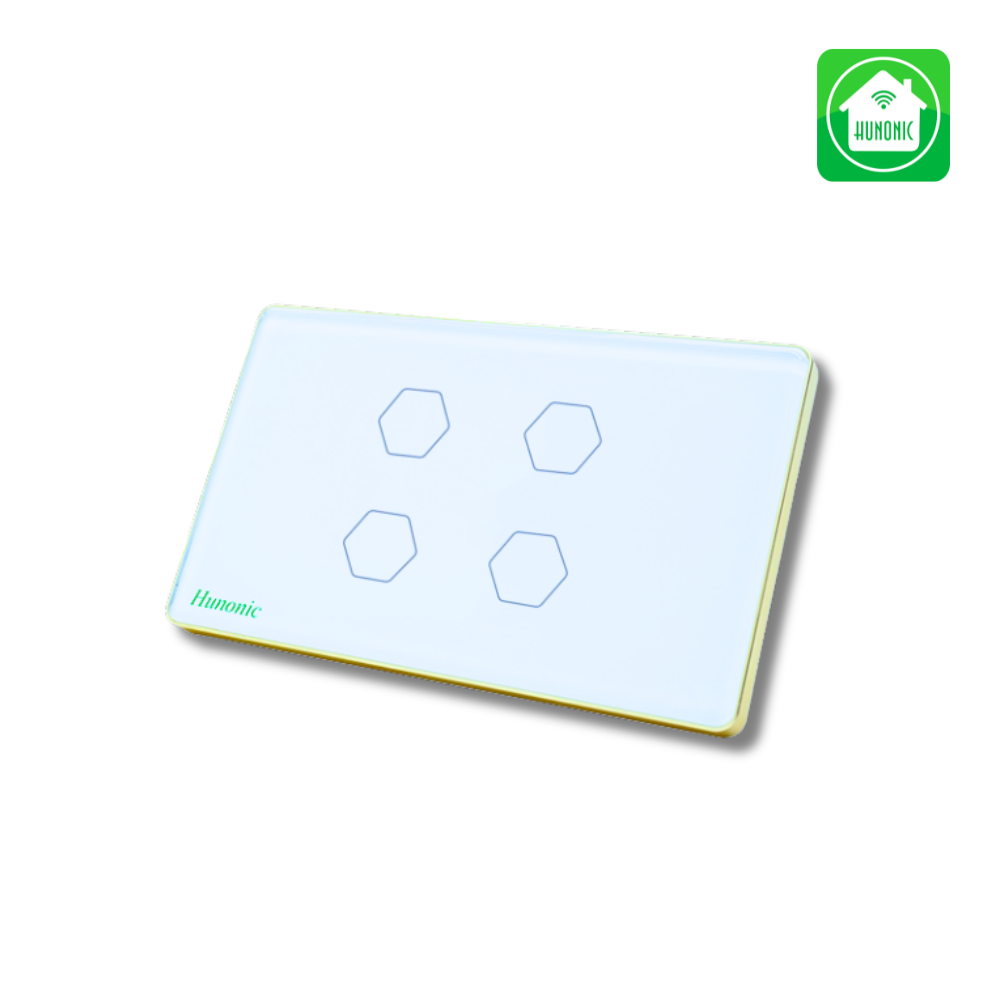 Công tắc cảm ứng Wifi Hunonic 4 Nút - Màu Đen/Trắng