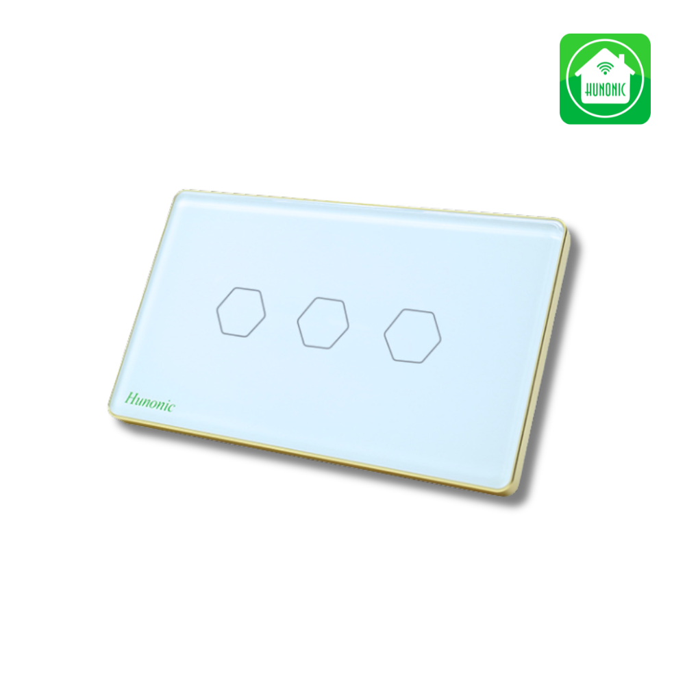 Công tắc cảm ứng Wifi Hunonic 3 Nút - Màu Đen/Trắng