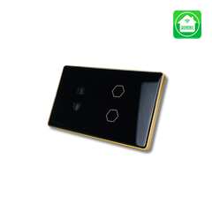 Công tắc cảm ứng Wifi Hunonic 2 Nút 1 Ổ, Hình Chữ Nhật - Màu Đen/Trắng