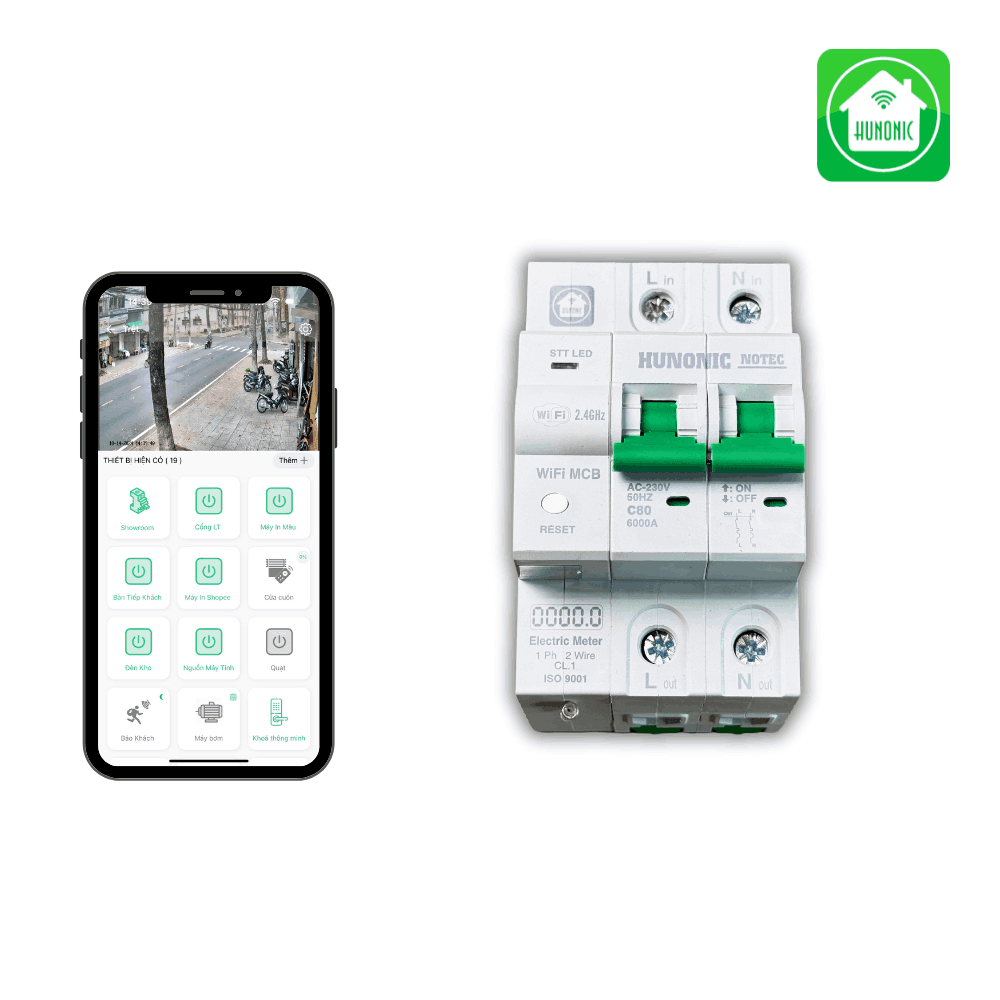 Aptomat đo năng lượng Hunonic Notec 80A